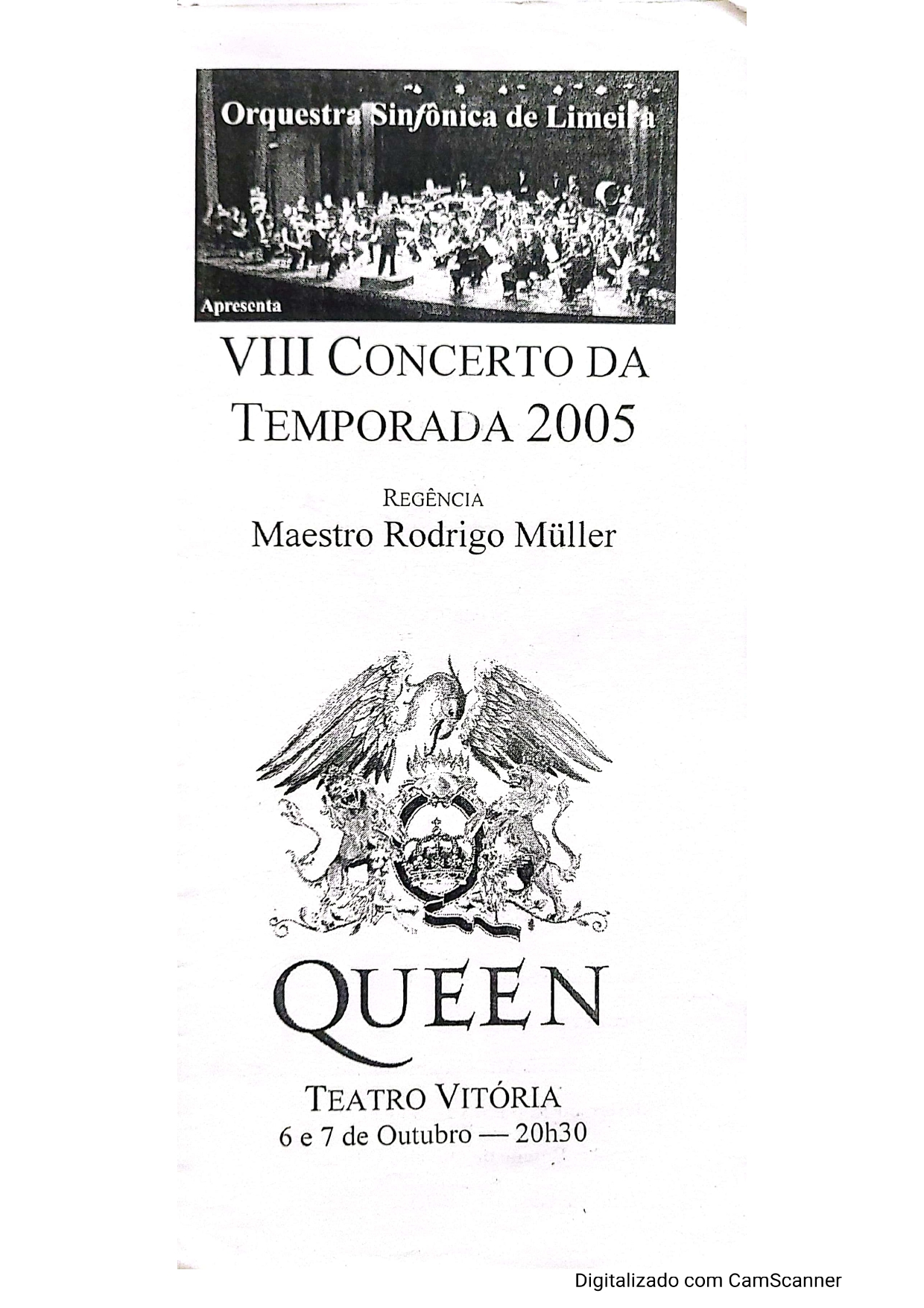 Programa do primeiro concerto Symphonic Queen em 2005